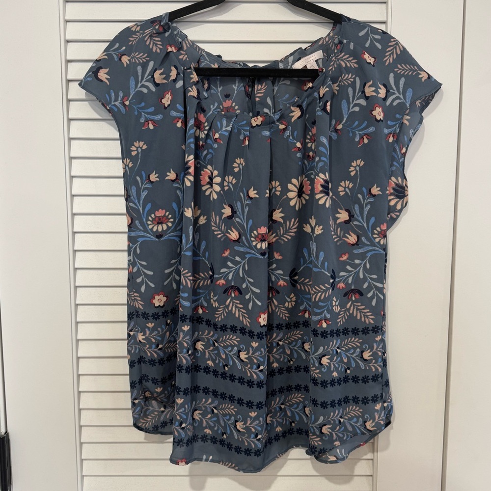 Lauren Conrad Pleated Scoopneck Top - size XL